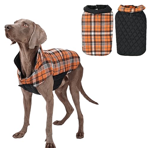IUOUTG Plaid Umkehrbarer Hundemantel Für Große Rassen, wasserdichte Hunde Kalte Wetterjacke, Alle Saison Warme Haustierbekleidung Für Wandern Reisen von IUOUTG