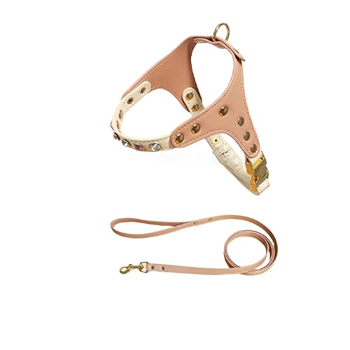 IUOUTG Rosa Haustier Katze Leine und Geschirr Satz mit PU-Leder & Diamant einstellbare Kätzchen einfache Kontrolle Griff für kleine Hund von IUOUTG
