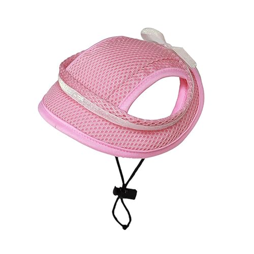 IUOUTG Rosa Haustier Sonnenschutz Hut, Mädchen Welpen Strandhüte Mit Verstellbarem Kordelzug Atmungsaktiver Mesh Bogen Für Hund-Katzen von IUOUTG