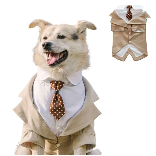 IUOUTG Smoking Shirt Für Große Hunde, Elegante Hund Hochzeitsparty Outfit Anzüge Mit Krawatte, Formelle Welpen Anzug Kostüm Für Geburtstagsfeste von IUOUTG