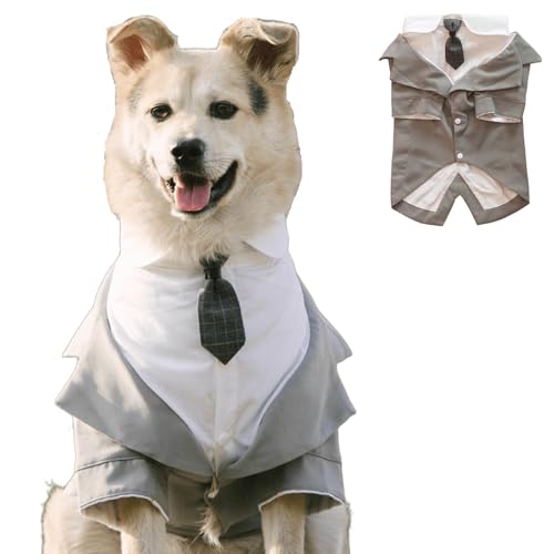 IUOUTG Smoking Shirt Für Große Hunde, Elegante Hund Hochzeitsparty Outfit Anzüge Mit Krawatte, Formelle Welpen Anzug Kostüm Für Geburtstagsfeste von IUOUTG