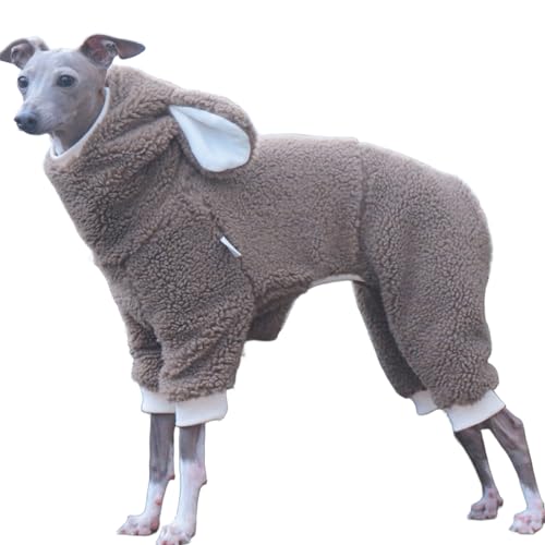 IUOUTG Soft Dog Fleece Overall Pyjamas Für Italienischen Windhund, Winter Vierbeiniger Hundehuodie-Pullover, Haustier Warmer Outdoor-Mantel Für Whippet-Kleidung von IUOUTG