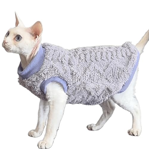 IUOUTG Sphynx Katze Pullover Weste, Warmer Fleece-Pullover Für Haarlose Katzen, Winter Haustier Bekleidung Weiche Ärmellose Kätzchen Kleidung Für Kaltes Wetter von IUOUTG