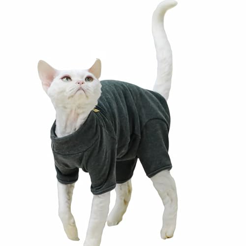 IUOUTG Sphynx Katze Pullover Winter Warm, Doppelseitiges Samt Weiches Warmes Haustier Shirt Mit Bauchschutz, Elastisches Pyjama Shirt Für Haarlose Katzen von IUOUTG
