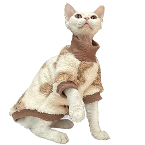 IUOUTG Sphynx Katze Turtleneck Pullover, Weiche Warme Fleece Haarlose Katze Shirt, Winter Haustier Pullover Pyjamas Für Devon Rex Welpen Kleidung von IUOUTG