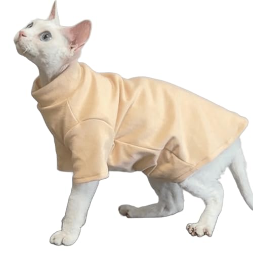 IUOUTG Sphynx Katze Winterkleidung, Warmes Fleece-Rollkragenpullover Shirt Für Haarlose Katzen, Weiche Haustierbekleidung Für Kätzchen Und Welpen von IUOUTG