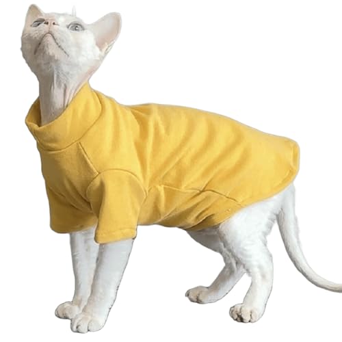 IUOUTG Sphynx Katze Winterkleidung, Warmes Fleece-Rollkragenpullover Shirt Für Haarlose Katzen, Weiche Haustierbekleidung Für Kätzchen Und Welpen von IUOUTG