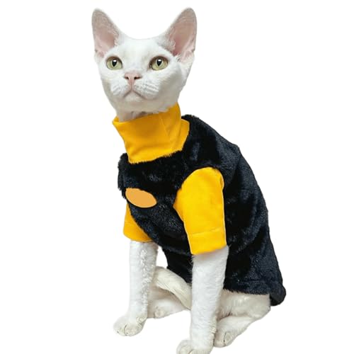 IUOUTG Sphynx-Katzenpullover Winter Warmer Fleece-Rollkragenpullover FüR Haustiere, Weiche Haarlose Katzenkleidung FüR Cornish Rex, Devon Rex Und Welpen von IUOUTG