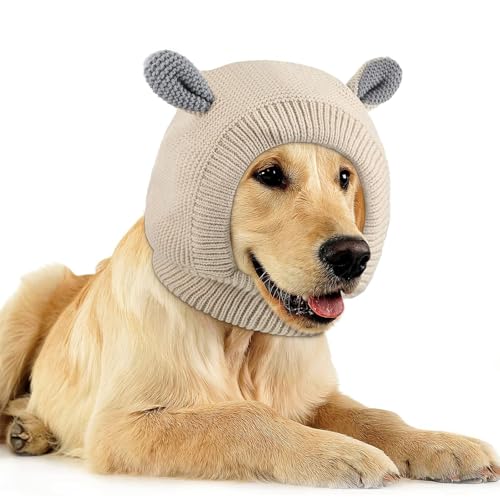IUOUTG Süßer Hund Warm Stricken Hut, Hund Ohr Abdeckung Hut Für Kaltes Wetter Haustier Ohren Stricken Kappen Für Mittlere Große Hunde Lärmschutz von IUOUTG