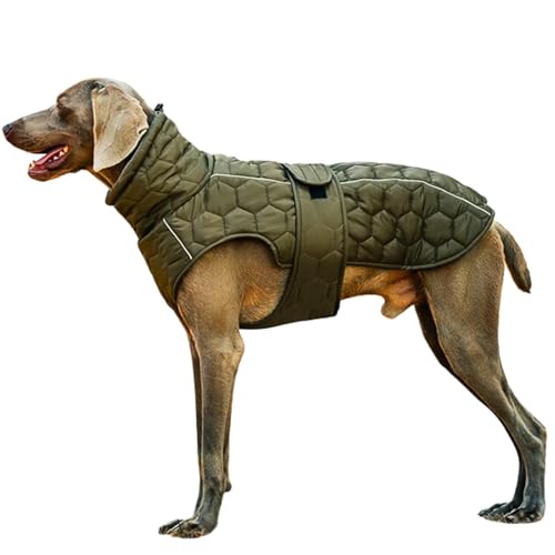 IUOUTG Winter Hund Mantel Weste, Turtleneck Jacke Für Große Hunde Mit Reflektierenden Streifen & Fleece Gefüttert, Verstellbare Haustier Schnee Kleidung Für Kalte Outdoor von IUOUTG