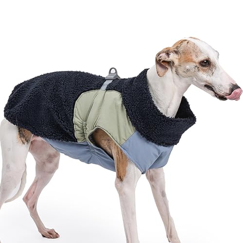 IUOUTG Winter Hundemantel Für Italienischen Greyhound, Weiche Fleece Hund Schneejacke Weste Mit Leinring & Reißverschluss, Leichte Warme Haustierbekleidung Für Whippet von IUOUTG