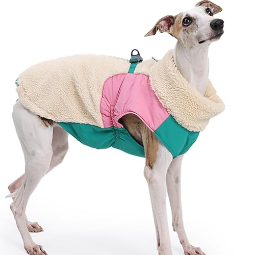 IUOUTG Winter Hundemantel Für Italienischen Greyhound, Weiche Fleece Hund Schneejacke Weste Mit Leinring & Reißverschluss, Leichte Warme Haustierbekleidung Für Whippet von IUOUTG
