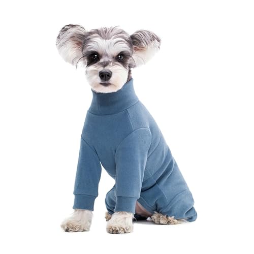 IUOUTG Winter Warme Hund Onesies Pyjamas für kleine Hunde Gemütliche einfarbige Langärmelige Welpen Jumpsuit Bodysuit mit Verstellbarer Schnüre für kaltes Wetter Hundemantel von IUOUTG