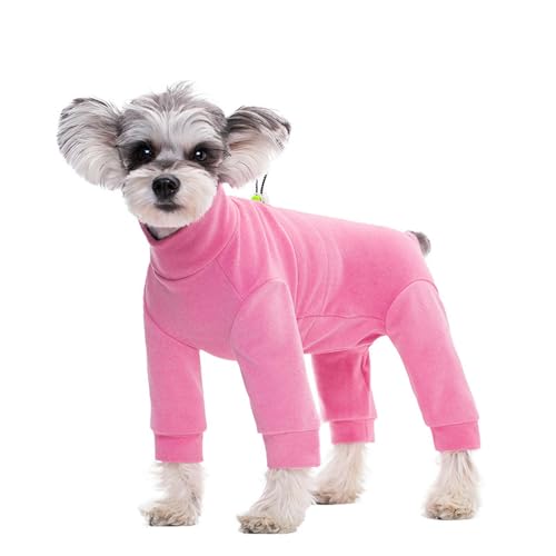 IUOUTG Winter Warme Hund Onesies Pyjamas für kleine Hunde Gemütliche einfarbige Langärmelige Welpen Jumpsuit Bodysuit mit Verstellbarer Schnüre für kaltes Wetter Hundemantel von IUOUTG