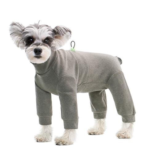 IUOUTG Winter Warme Hund Onesies Pyjamas für kleine Hunde Gemütliche einfarbige Langärmelige Welpen Jumpsuit Bodysuit mit Verstellbarer Schnüre für kaltes Wetter Hundemantel von IUOUTG