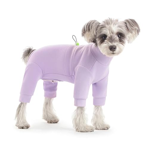 IUOUTG Winter Warme Hund Onesies Pyjamas für kleine Hunde Gemütliche einfarbige Langärmelige Welpen Jumpsuit Bodysuit mit Verstellbarer Schnüre für kaltes Wetter Hundemantel von IUOUTG