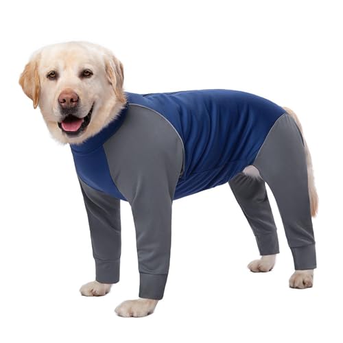IUOUTG Winter wasserdichte Hundebelte Onesies Für After Operation Leichter Dehnbarer Hundepyjamas Bodysuit Mit Reißverschluss Und 4 Beinen Lange Ärmel Für Mittlere Große Hunde von IUOUTG