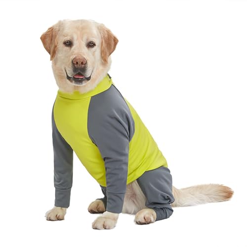 IUOUTG Winter wasserdichte Hundebelte Onesies Für After Operation Leichter Dehnbarer Hundepyjamas Bodysuit Mit Reißverschluss Und 4 Beinen Lange Ärmel Für Mittlere Große Hunde von IUOUTG