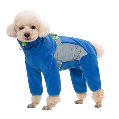 IUOUTG Winterhundmäntel Für Kleine Hunde Leicht Warmes Fleece-Rollkragenpullover-Pullover-Hundeobene Pyjamas Bodysuit Mit Doppelten D-Ring Und Vier Beinlagen-Langarm-Overall Für Kaltes Wetter von IUOUTG