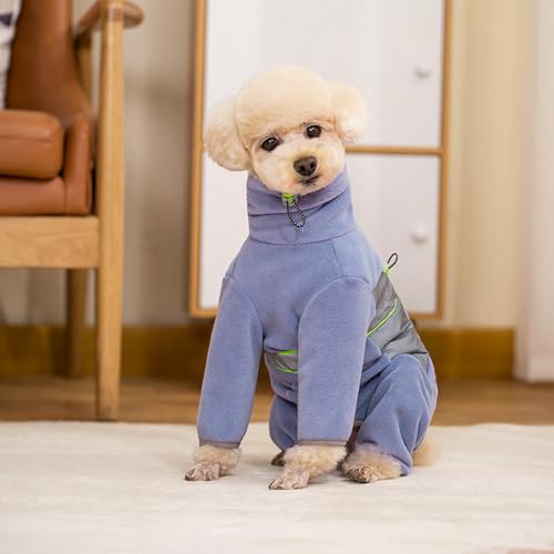 IUOUTG Winterhundmäntel Für Kleine Hunde Leicht Warmes Fleece-Rollkragenpullover-Pullover-Hundeobene Pyjamas Bodysuit Mit Doppelten D-Ring Und Vier Beinlagen-Langarm-Overall Für Kaltes Wetter von IUOUTG