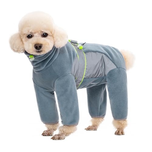 IUOUTG Winterhundmäntel Für Kleine Hunde Leicht Warmes Fleece-Rollkragenpullover-Pullover-Hundeobene Pyjamas Bodysuit Mit Doppelten D-Ring Und Vier Beinlagen-Langarm-Overall Für Kaltes Wetter von IUOUTG