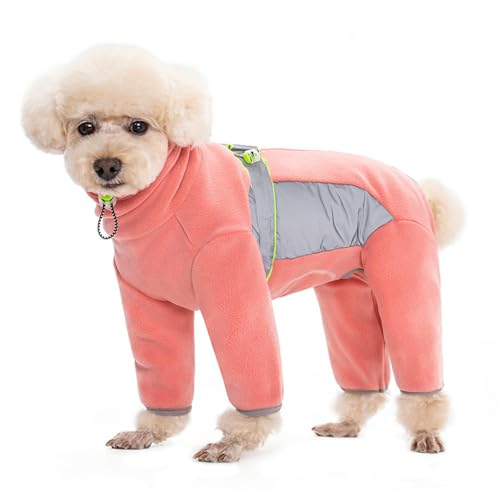 IUOUTG Winterhundmäntel Für Kleine Hunde Leicht Warmes Fleece-Rollkragenpullover-Pullover-Hundeobene Pyjamas Bodysuit Mit Doppelten D-Ring Und Vier Beinlagen-Langarm-Overall Für Kaltes Wetter von IUOUTG