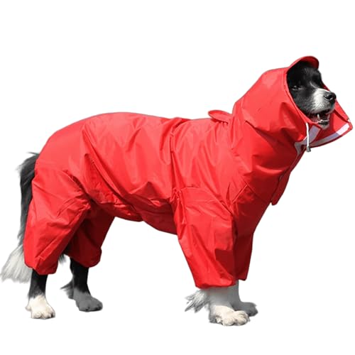 IUOUTG wasserdichte Hund Regenmantel Für Große Hunde, Verstellbare 4 Beine Haustier Poncho Mit Leine Loch Doggie Kapuze Regen Gear Jumpsuit Für Draußen von IUOUTG