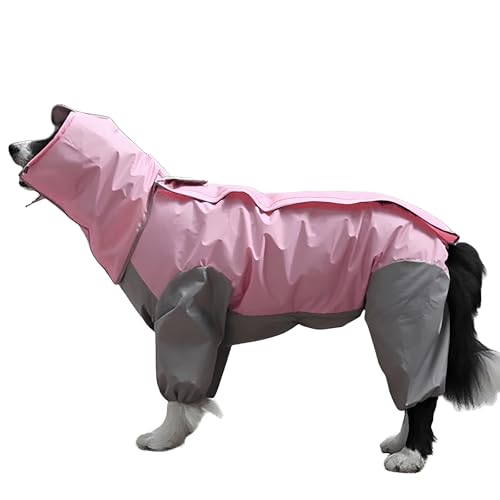 IUOUTG wasserdichte Hund Regenmantel Für Große Hunde, Verstellbare 4 Beine Haustier Poncho Mit Leine Loch Doggie Kapuze Regen Gear Jumpsuit Für Draußen von IUOUTG