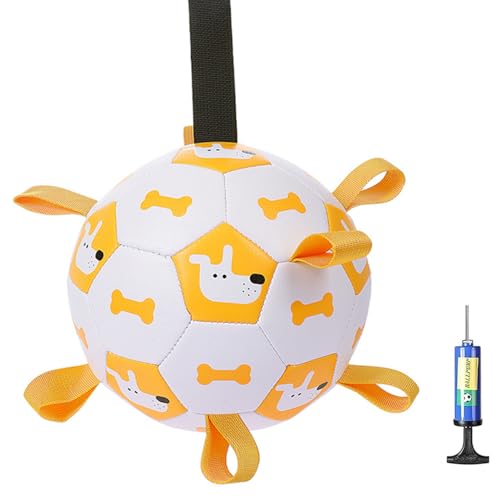 IUUWON Hundespielzeug, Fußball mit Riemen, interaktives Spielzeug zum Tauziehen, Welpengeburtstagsgeschenk, Wasserspielzeug, Hundebälle für kleine, mittelgroße und große Hunde (Größe M, 15,2 cm) IUUWON Hundespielzeug, Fußball mit Riemen, interaktives Spielzeug zum Tauziehen, Welpengeburtstagsgeschenk, Wasserspielzeug, Hundebälle für kleine, mittelgroße und große Hunde (Größe M, 15,2 cm) von IUUWON