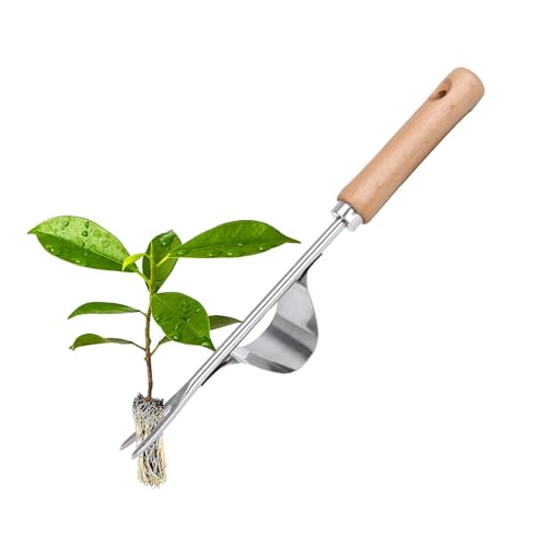 IVEOPPE Unkrautstecher Edelstahl 1 Stück, Unkraut Entferner Gerät mit Holzgriff, Manueller Weeder zum Graben, Jäten, Lösen, Manueller Weeder Löwenzahnzieher Rasenmäher für den Garten Rasen Hof von IVEOPPE