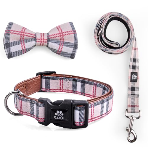 IVY&LANE Hundehalsband mit Fliege und Leine, kariert, verstellbar, abnehmbare Fliege, 152 cm, für kleine, mittelgroße und große Hunde, kariert, Beige, Größe M, 3-teilig IVY&LANE Hundehalsband mit Fliege und Leine, kariert, verstellbar, abnehmbare Fliege, 152 cm, für kleine, mittelgroße und große Hunde, kariert, Beige, Größe M, 3-teilig von IVY&LANE