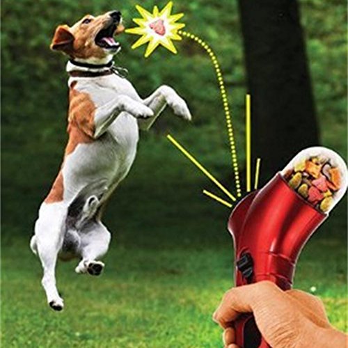IW.HLMF 1Pc Dog Cat Treat Launcher Snack Food Feeder Catapult Interactive Training Tool Drop Shipping,Red von IW.HLMF
