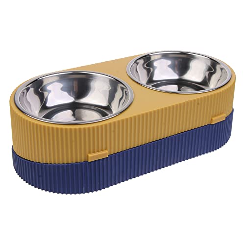Doppelte kleine Hundenäpfe Edelstahl Futter und Wasser Schüssel Set für Katzen verwenden Haustier Slow Feeder Ständer für Haustiere von IWOMA