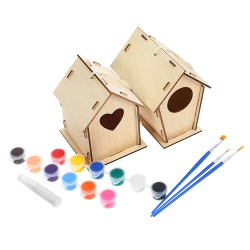 IWOWHERO 1 Satz Vogelhaus Vogelkäfig kreativ bastelset Home Dekoration DIY kinderhandschuh Bastelspielzeug zum Malen dekoratives Vogelhaus Malmaterial Plastik von IWOWHERO
