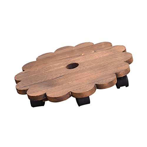IWOWHERO 1 Stück Beweglicher Radgemäßes Holzstand Kreative Pflanzständer Einstellbares Pflanzertablett von IWOWHERO