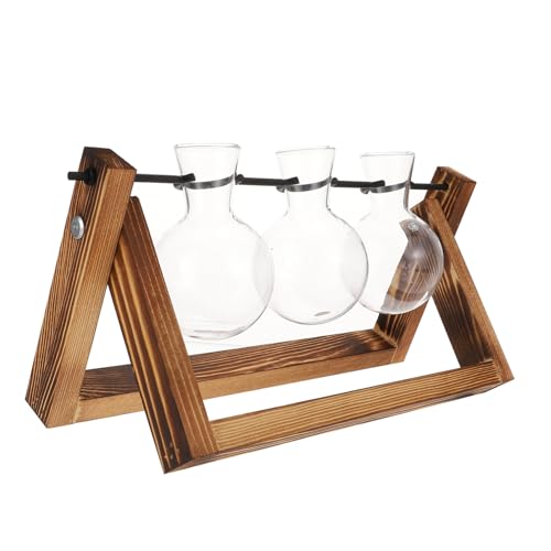 IWOWHERO 1Satz Pflanzenbirne Terrarium mit Holzständer Retro Tischdeko für Dekorative Birnenvase für Büroschmuck Transparentes Design für Pflanzenarrangements Teiliges von IWOWHERO