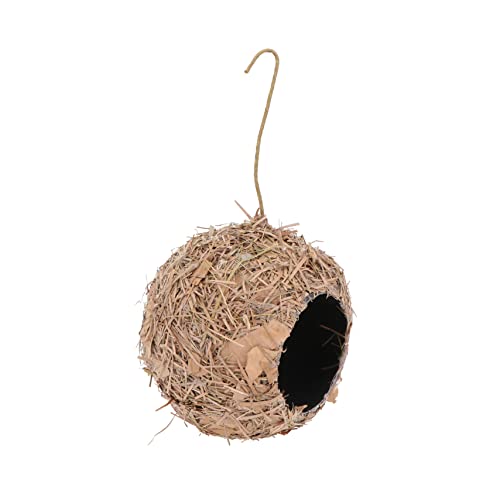 IWOWHERO Hängendes Vogelhaus Aus Strohfasern Dekoratives Haustiernest Für Garten Und Innenraum Mikrolandschaftsschmuck Für Vögel Wetterfestes Vogelschuppen Für Outdoor Und von IWOWHERO