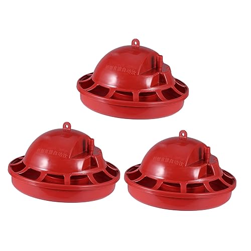 IWOWHERO 3 Stück Kükentrinker Hühnerspielzeug für Hühner Geflügeltrinker Container Geflügeltränke Wasserautomat für Geflügel Tränkebecher für Geflügel Tränkenäpfe für Geflügel Plastik rot von IWOWHERO