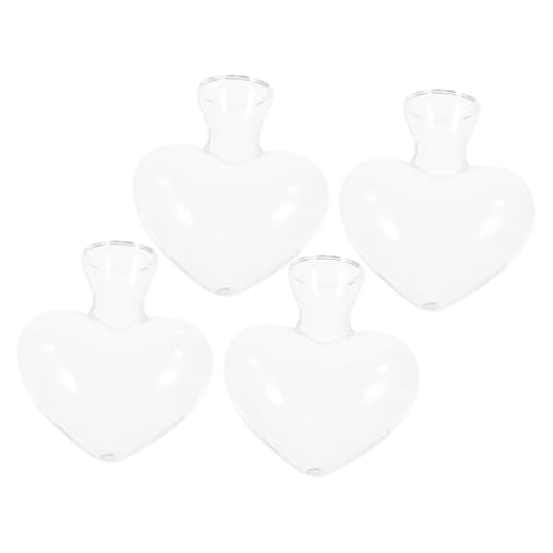 IWOWHERO 4 Stück Liebe Glasvasen Töpfe Pflanzendekorationen Pflanzen Glasvase Für Zuhause Vase Übertopf Pflanzenübertopf Glas Blumenvase Glastopf Transparent von IWOWHERO
