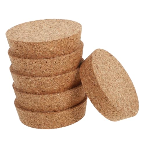 IWOWHERO 6 Stück Korkdeckel für Hydroponische Vasen Wiederverwendbare Korkstopfen für Glasbehälter Dichtungsstopfen für Wasserpflanzen Holzdeckel für Einmachgläser von IWOWHERO