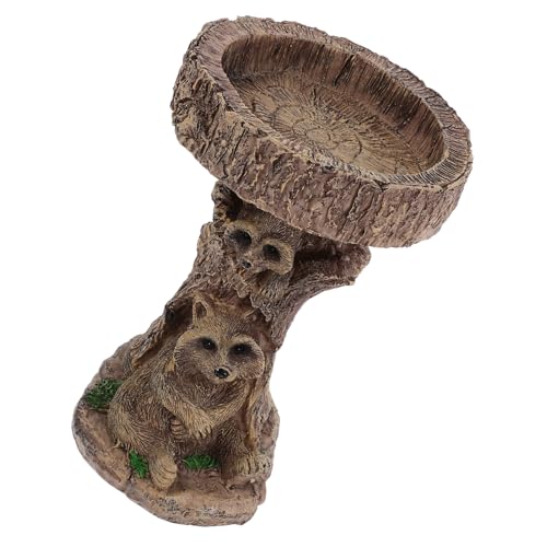 IWOWHERO Dekorative Vogeltränke Aus Resin Mit Niedlichem Waschbären-Design Garten Deko Vogelbad Für Vögel Wetterfest Und Handgefertigt Für Garten Und Innenbereich von IWOWHERO