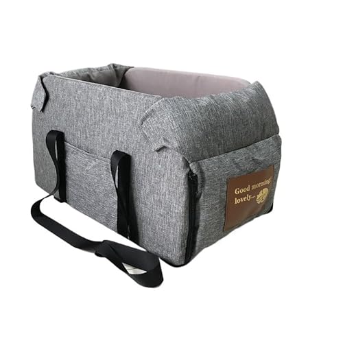 Hundesitz Auto, Hunde Autositz Auto-Zentral-Hundesitzbett, tragbare Tragetasche for kleine Hunde und Katzen, Sicherheits-Reisetasche, Zubehör(Grey Small) von IZHAOGJING
