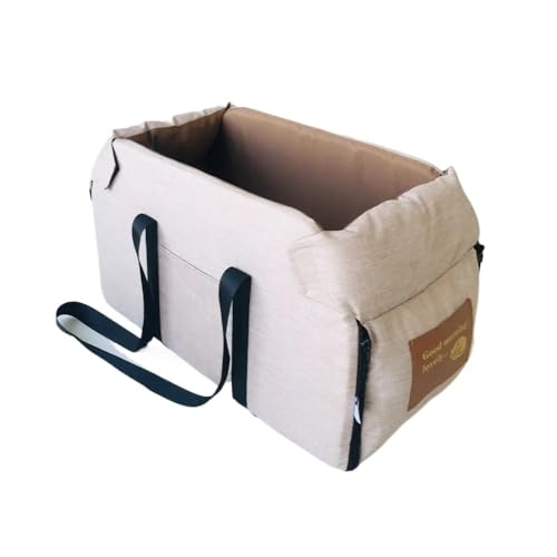 Hundesitz Auto, Hunde Autositz Auto-Zentral-Hundesitzbett, tragbare Tragetasche for kleine Hunde und Katzen, Sicherheits-Reisetasche, Zubehör(Khaki Large) von IZHAOGJING