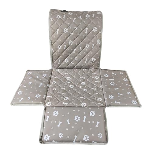 Hundesitz Auto, Hunde Autositz Autositzbezug Tragen Sie Katze Welpen Tasche Reise Klapphängematte wasserdichte Hunde Korb Haustierträger(Grey Bone Print) von IZHAOGJING