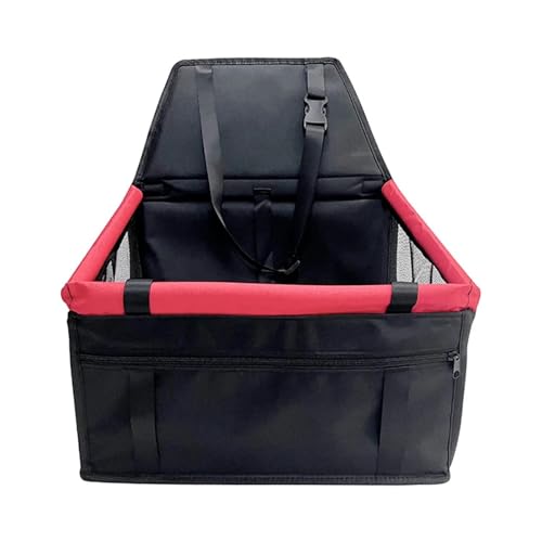 Hundesitz Auto, Hunde Autositz Faltbare Hängematte Haustiergeschirr Katzentasche Korb Stabiler und Faltbarer Reisehundesicherheitsautositz(Black and red) von IZHAOGJING