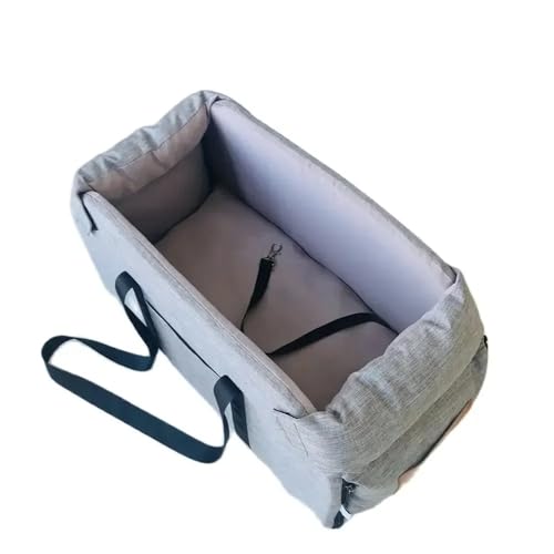 Hundesitz Auto, Hunde Autositz Kleine Hunde-Mittelkonsolensitz-Haustier-Booster for Autowelpen Tragbarer Träger Katzen Sicherheitsreisetasche(Grey Large) von IZHAOGJING