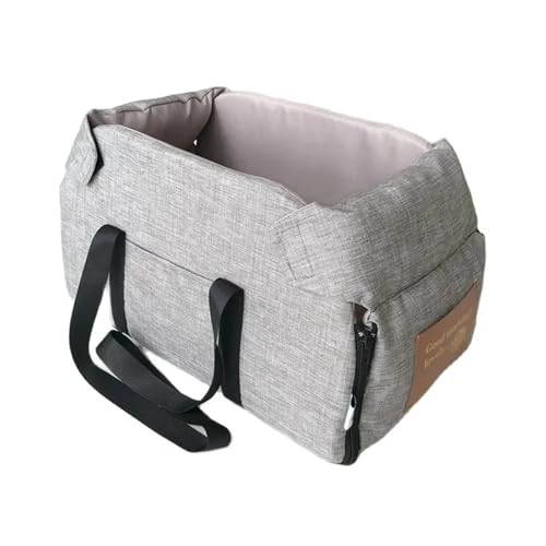 Hundesitz Auto, Hunde Autositz Kleine Hunde-Mittelkonsolensitz-Haustier-Booster for Autowelpen Tragbarer Träger Katzen Sicherheitsreisetasche(Grey Small) von IZHAOGJING