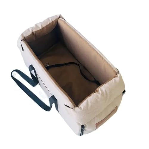 Hundesitz Auto, Hunde Autositz Kleine Hunde-Mittelkonsolensitz-Haustier-Booster for Autowelpen Tragbarer Träger Katzen Sicherheitsreisetasche(Khaki Large) von IZHAOGJING