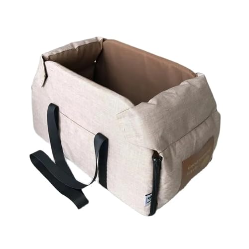 Hundesitz Auto, Hunde Autositz Kleine Hunde-Mittelkonsolensitz-Haustier-Booster for Autowelpen Tragbarer Träger Katzen Sicherheitsreisetasche(Khaki Small) von IZHAOGJING