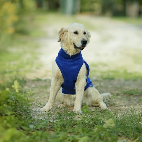 IZOCOOL - Soft Hund Sweatshirt Stretch Fleece Weste Warmer Hundepullover Pullover für kleine und mittlere Hunde Haustier Winterkleidung für den Innen- und Außenbereich (Blau, L) von IZOCOOL